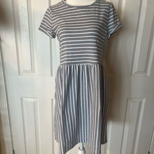 LOFT Navy and White Striped Mini Dress